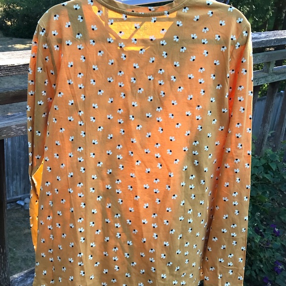 🦉NWT Women’s Floral Golden Yellow/Mustard Yellow long sleeve tee Size M - Picture 3 of 7